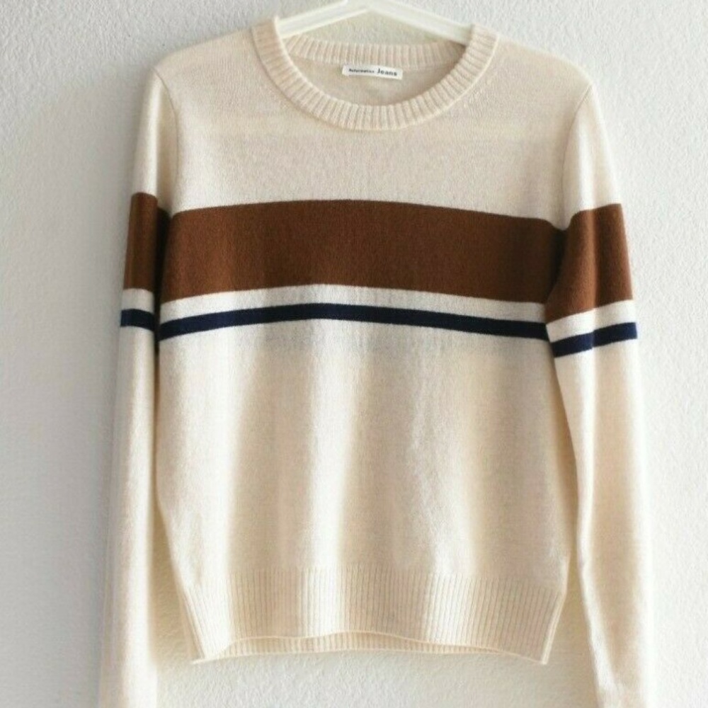 Reformation Crew Stripe Cashmere Sweater - Picture 2 of 8